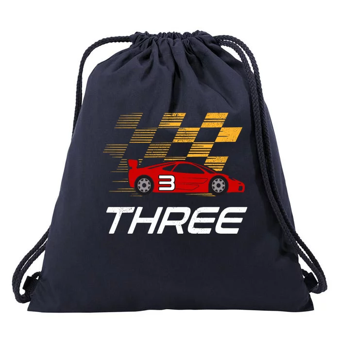 3rd Birthday Race Car Gift I Three Years Old Boy Drawstring Bag