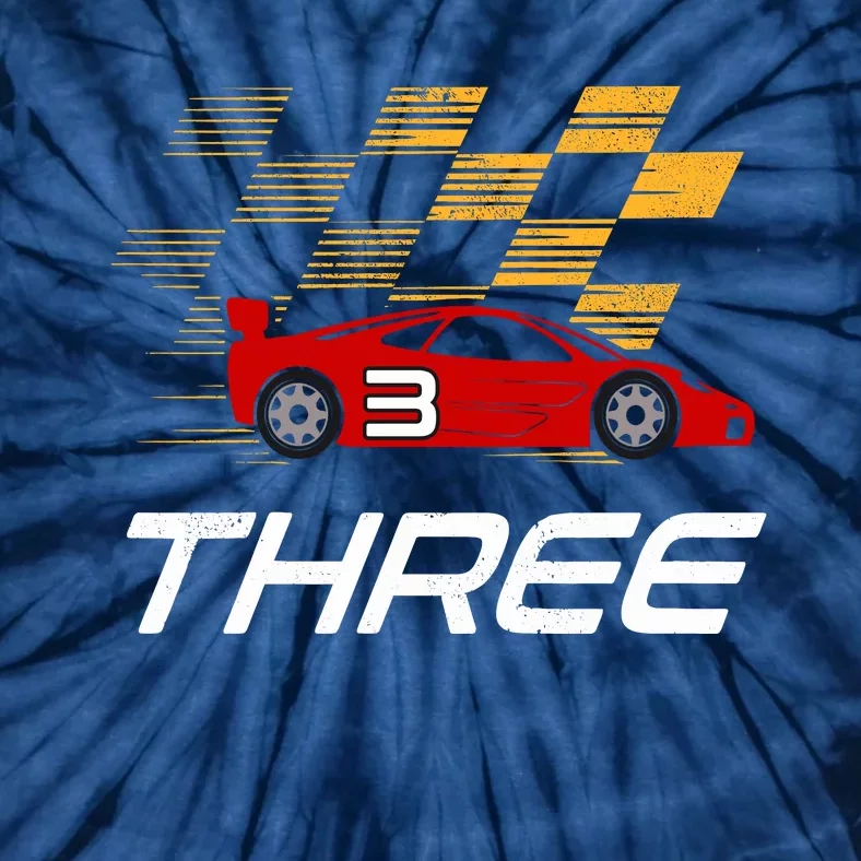 3rd Birthday Race Car Gift I Three Years Old Boy Tie-Dye T-Shirt