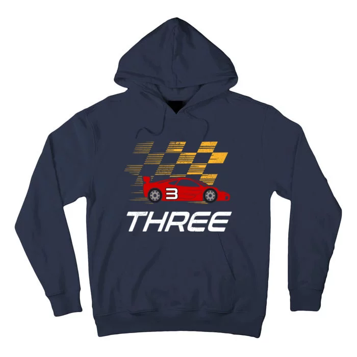 3rd Birthday Race Car Gift I Three Years Old Boy Tall Hoodie