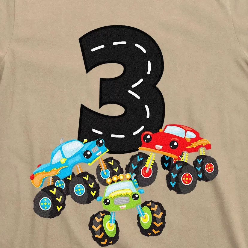 3rd Birthday Three Monster Trucks Number 3 Birthday T-Shirt