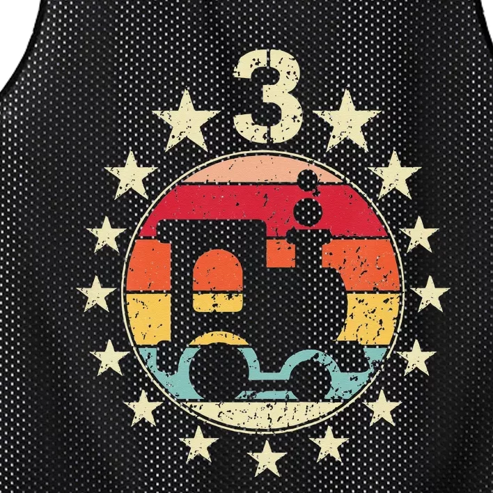 3rd Birthday Train Third 3 Year Old Birthday Mesh Reversible Basketball Jersey Tank