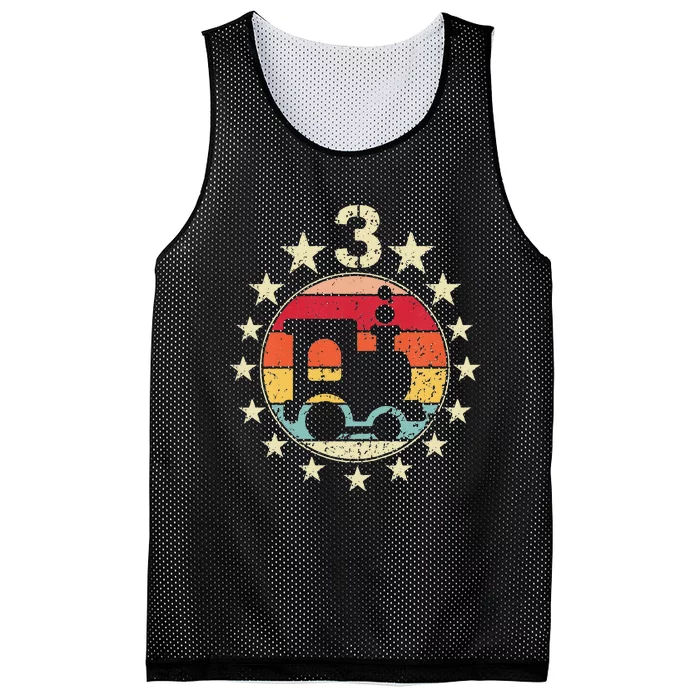 3rd Birthday Train Third 3 Year Old Birthday Mesh Reversible Basketball Jersey Tank