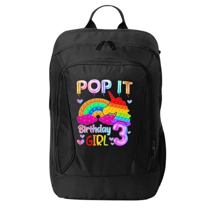 3rd Birthday Unicorn Fidget Pop It Birthday 3 Year Old City Backpack