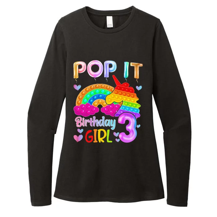 3rd Birthday Unicorn Fidget Pop It Birthday 3 Year Old Womens CVC Long Sleeve Shirt