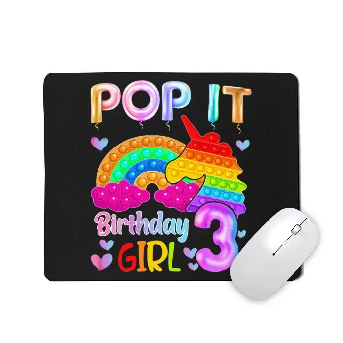 3rd Birthday Unicorn Fidget Pop It Birthday 3 Year Old Mousepad