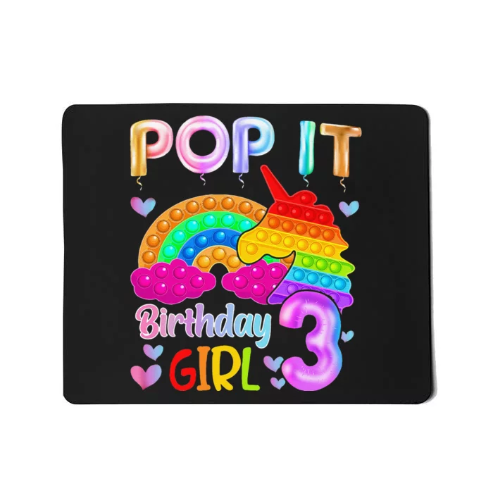 3rd Birthday Unicorn Fidget Pop It Birthday 3 Year Old Mousepad