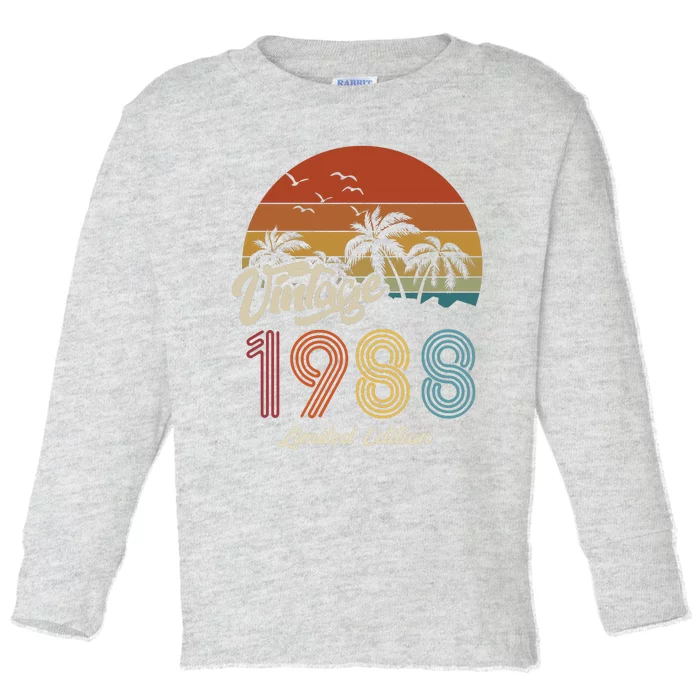 35th Birthday Vintage Limited Edition 1988 Toddler Long Sleeve Shirt