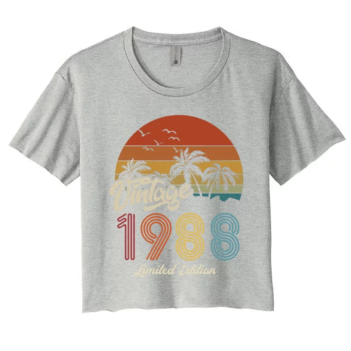 35th Birthday Vintage Limited Edition 1988 Women's Crop Top Tee