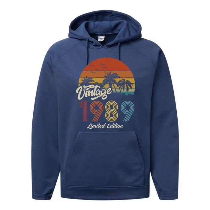 34th Birthday Vintage Limited Edition 1989 Performance Fleece Hoodie