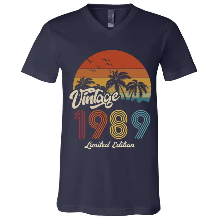 34th Birthday Vintage Limited Edition 1989 V-Neck T-Shirt