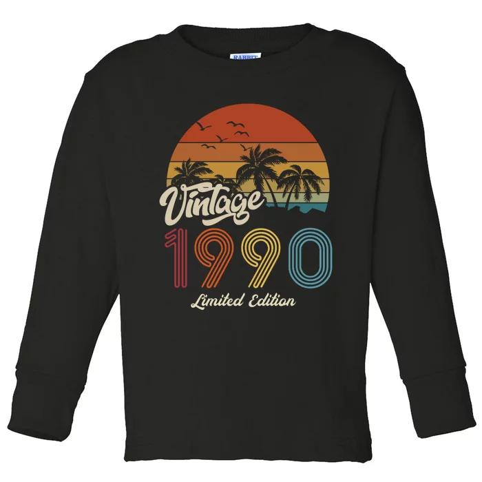 33rd Birthday Vintage Limited Edition 1990 Toddler Long Sleeve Shirt