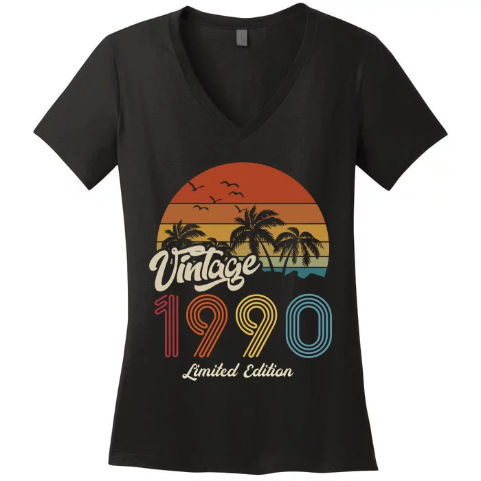 33rd Birthday Vintage Limited Edition 1990 Women's V-Neck T-Shirt