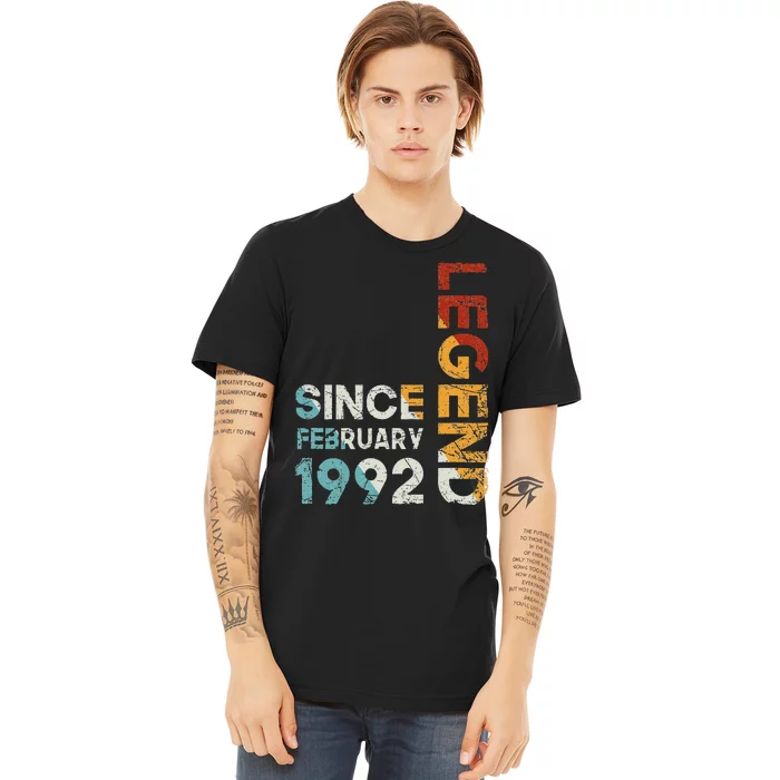 31th Birthday Vintage Legend Since February 1992 31 Years Premium T-Shirt