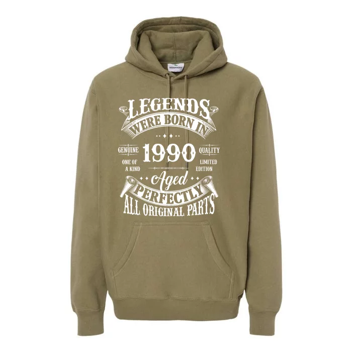 34th Birthday Vintage Legends Born In 1990 34 Years Old Premium Hoodie