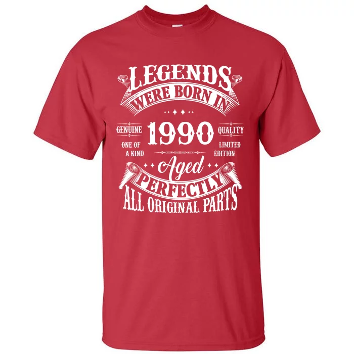 34th Birthday Vintage Legends Born In 1990 34 Years Old Tall T-Shirt