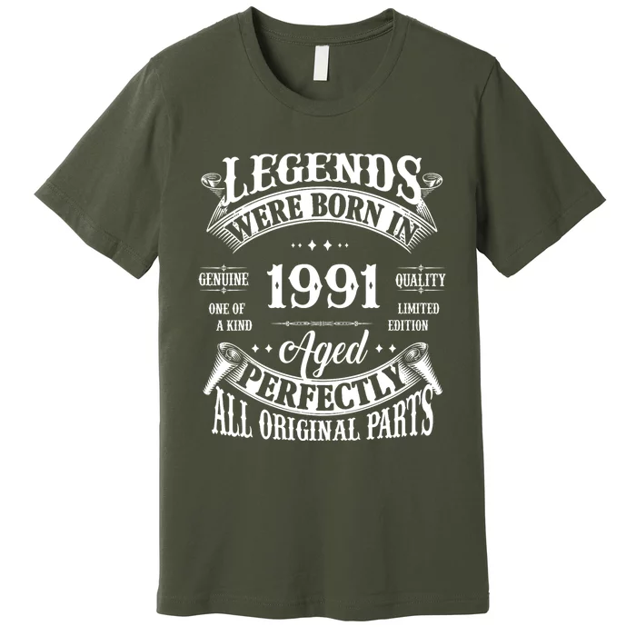 33rd Birthday Vintage Legends Born In 1991 33 Years Old Premium T-Shirt