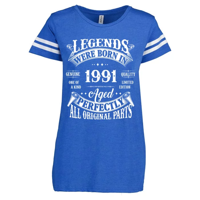 33rd Birthday Vintage Legends Born In 1991 33 Years Old Enza Ladies Jersey Football T-Shirt