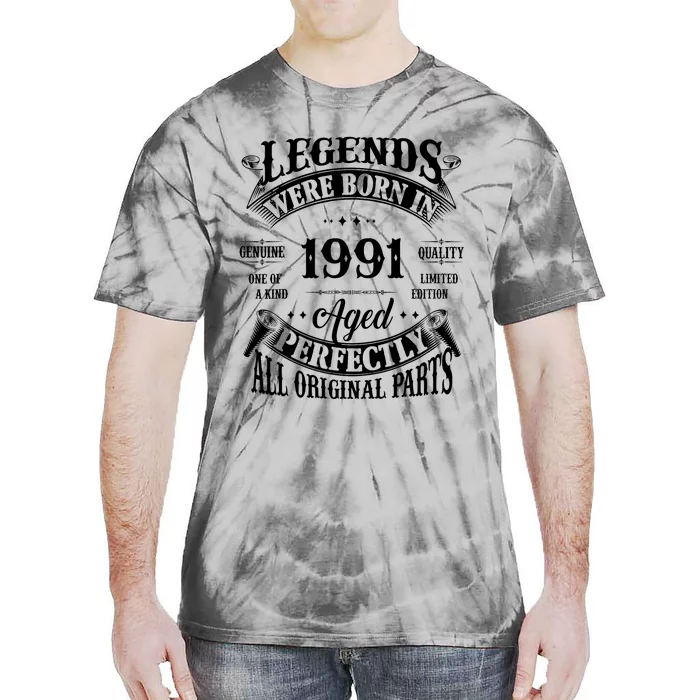 33rd Birthday Vintage Legends Born In 1991 33 Years Old Tie-Dye T-Shirt