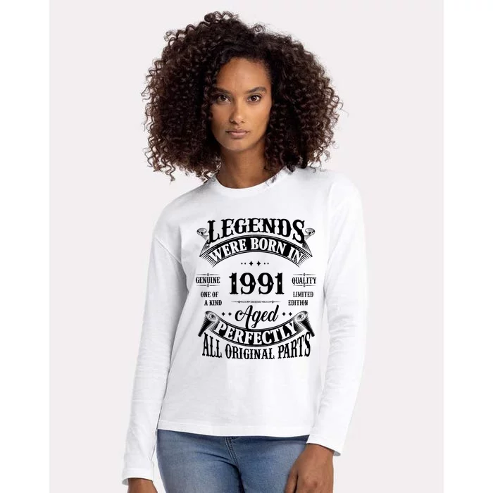 33rd Birthday Vintage Legends Born In 1991 33 Years Old Womens Cotton Relaxed Long Sleeve T-Shirt