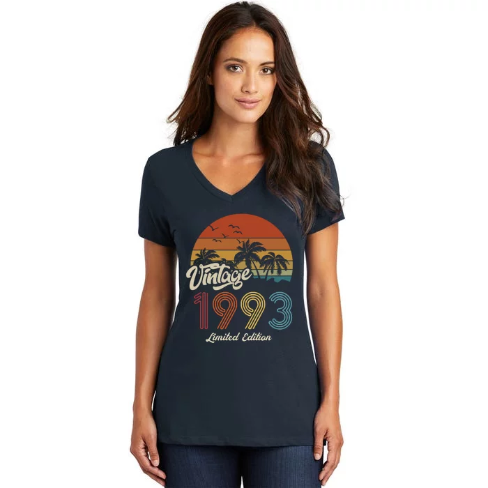 30th Birthday Vintage Limited Edition 1993 Women's V-Neck T-Shirt