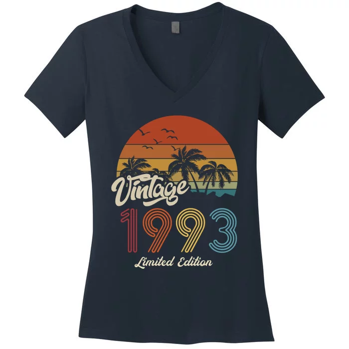 30th Birthday Vintage Limited Edition 1993 Women's V-Neck T-Shirt