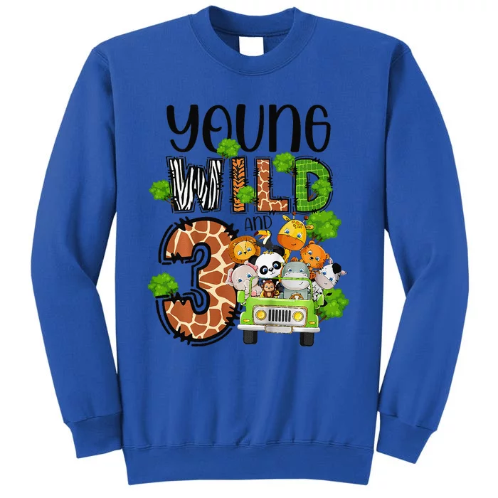 3rd Birthday Young Wild Three 3 Year Old Safari Zoo Tall Sweatshirt