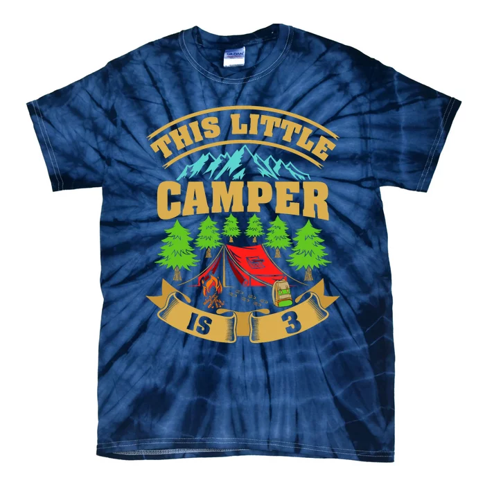 3rd Camping Birthday Camper Lover 3 Year Old Tie-Dye T-Shirt