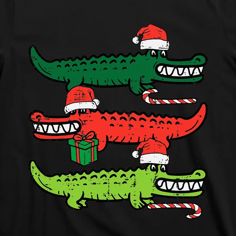 3 Christmas Crocodiles Santa Xmas Alligator T-Shirt