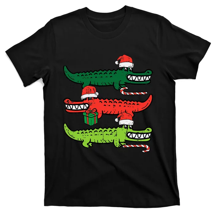 3 Christmas Crocodiles Santa Xmas Alligator T-Shirt