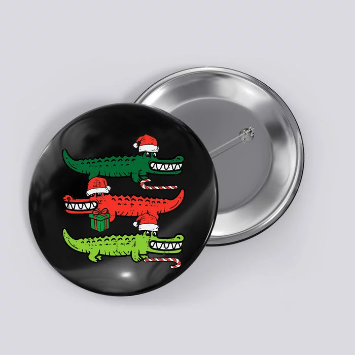 3 Christmas Crocodiles Santa Xmas Alligator Button