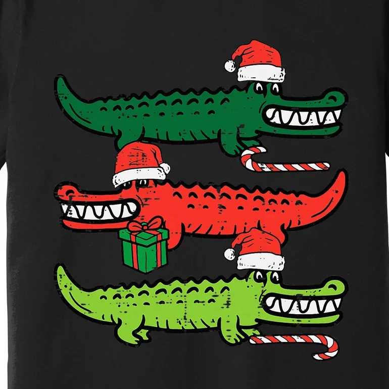 3 Christmas Crocodiles Santa Xmas Alligator Premium T-Shirt