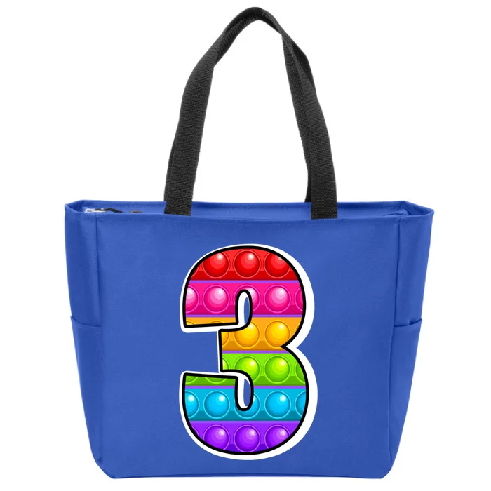 3 Cutest Capital Number 3 Alphabet Funny Poppin Pop It Gift Zip Tote Bag