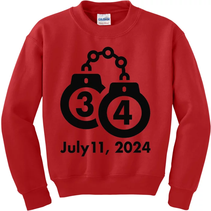 34 Counts Felon Handcuffs July 11 2024 Kids Sweatshirt