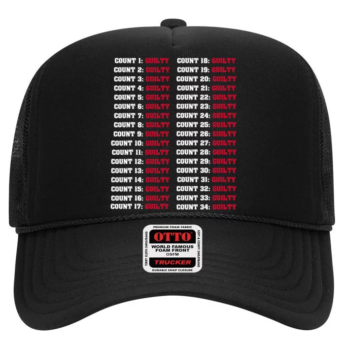 34 Counts Guilty Design High Crown Mesh Trucker Hat