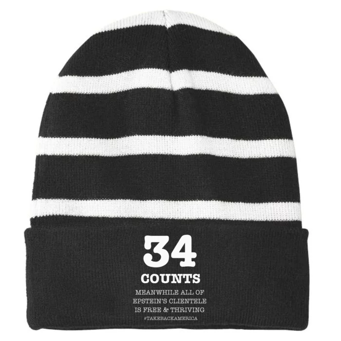 34 Counts Meanwhile Donald Trump Guilty 2024 Election Striped Beanie with Solid Band