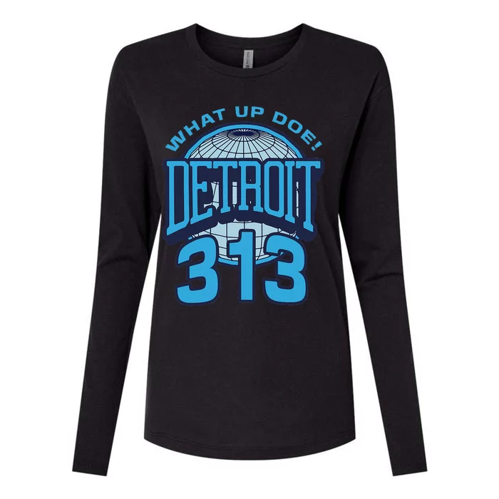 313 Detroit Area Code What Up Doe Hometown Womens Cotton Relaxed Long Sleeve T-Shirt