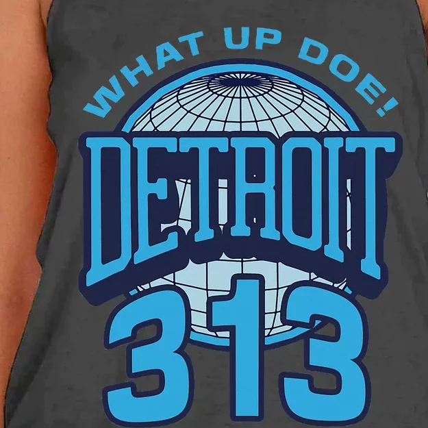 313 Detroit Area Code What Up Doe Hometown Women's Knotted Racerback Tank