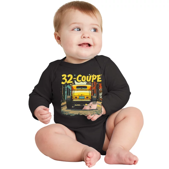 32 Deuce Coupe American Classic 3 Window Rear Window Hot Rod Baby Long Sleeve Bodysuit