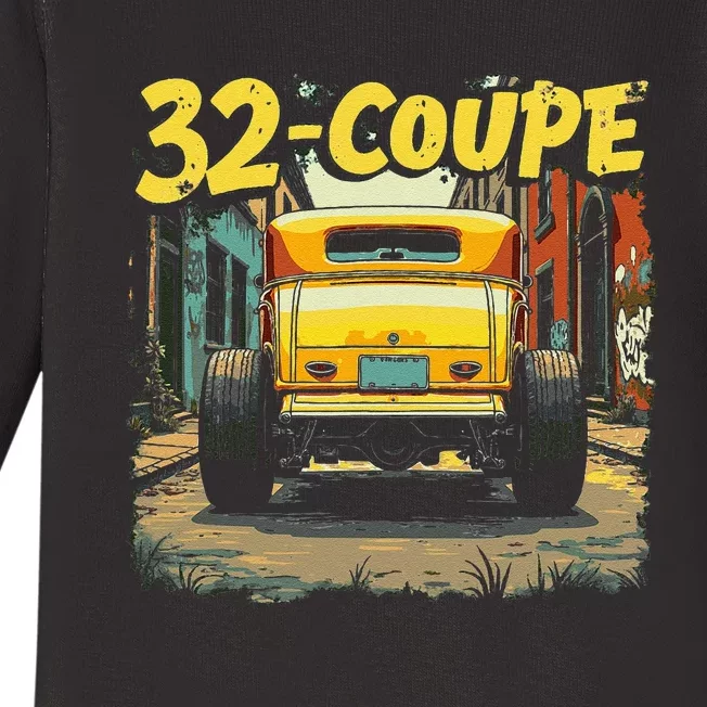 32 Deuce Coupe American Classic 3 Window Rear Window Hot Rod Baby Long Sleeve Bodysuit