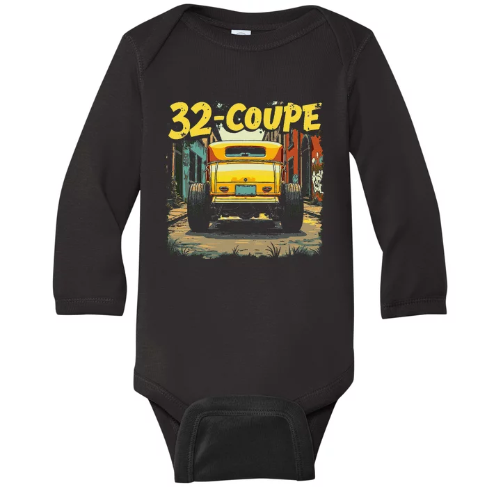 32 Deuce Coupe American Classic 3 Window Rear Window Hot Rod Baby Long Sleeve Bodysuit