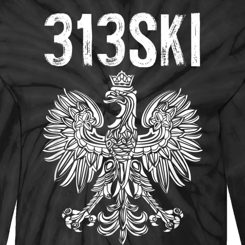 313SKI Detroit Michigan Area Code 313 Polish Pride Tie-Dye Long Sleeve Shirt