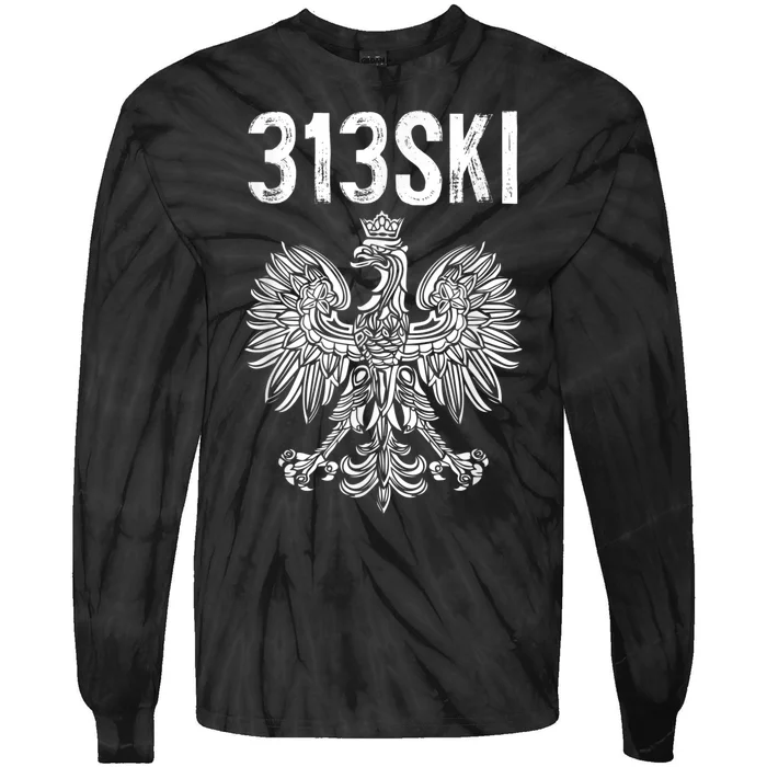 313SKI Detroit Michigan Area Code 313 Polish Pride Tie-Dye Long Sleeve Shirt