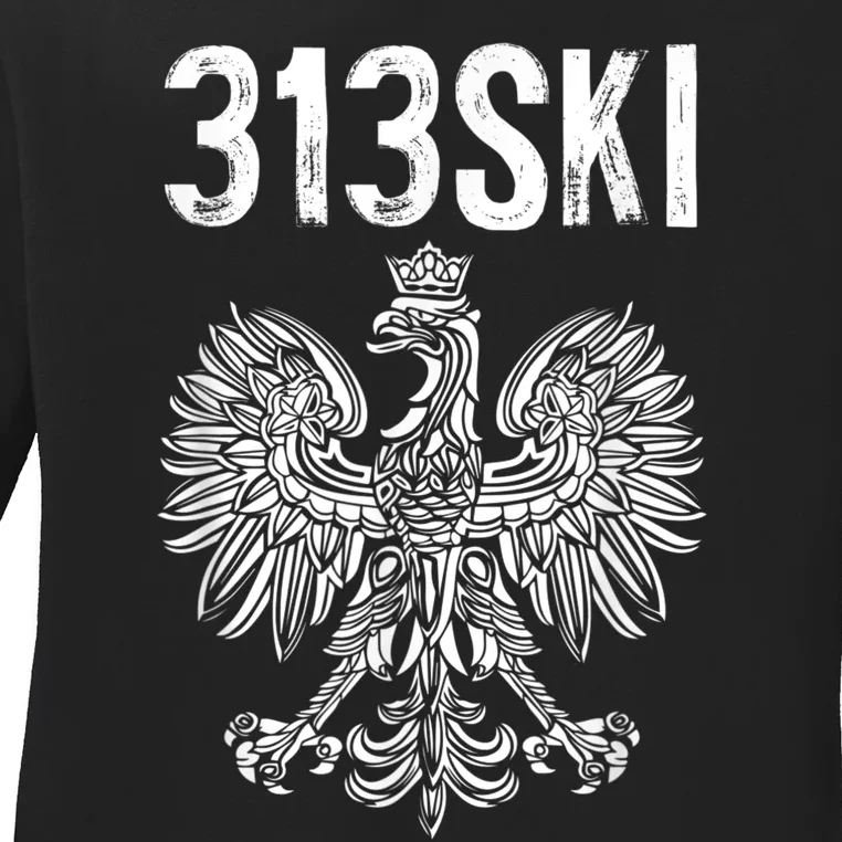 313SKI Detroit Michigan Area Code 313 Polish Pride Ladies Long Sleeve Shirt