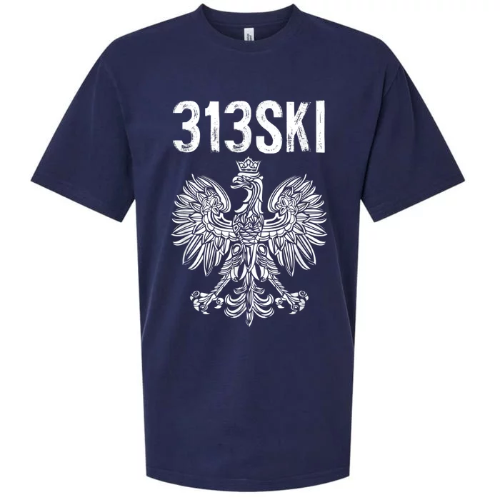 313SKI Detroit Michigan Area Code 313 Polish Pride Sueded Cloud Jersey T-Shirt