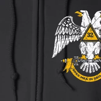 32nd Degree Masonic Scottish Rite Wings Down Full Zip Hoodie