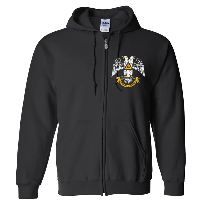 32nd Degree Masonic Scottish Rite Wings Down Full Zip Hoodie