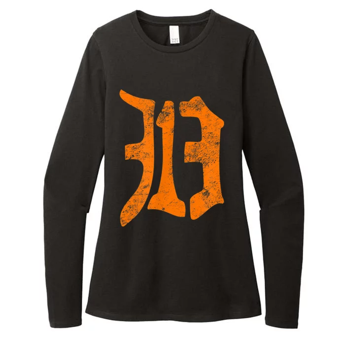 313 Detroit Michigan Vintage Old English D Area Code Womens CVC Long Sleeve Shirt