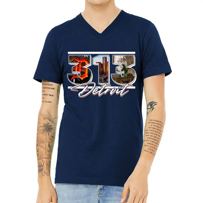 313 Detroit Urban Spirit V-Neck T-Shirt