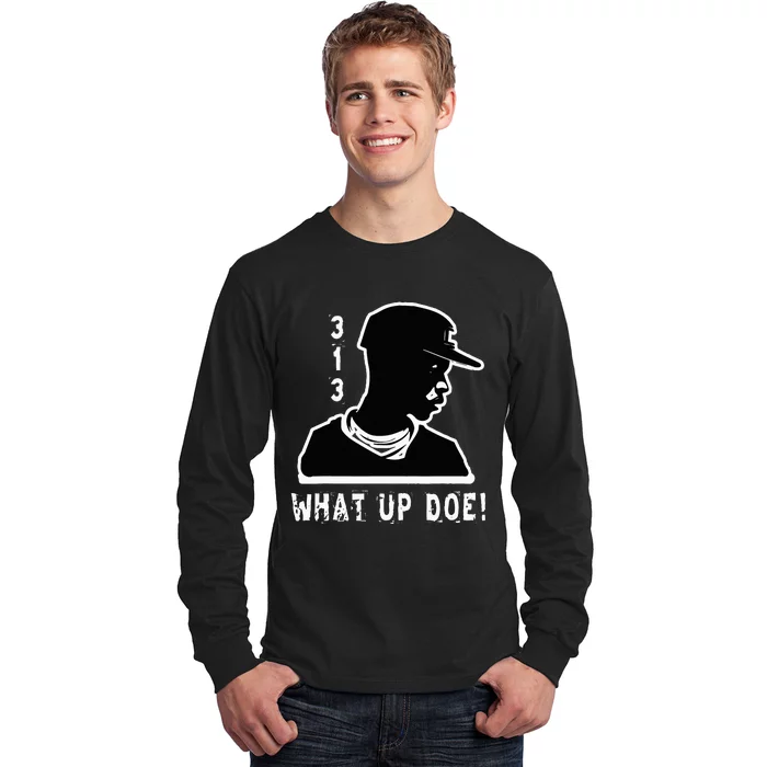 313 Detroit What Up Doe African American Man Long Sleeve Shirt