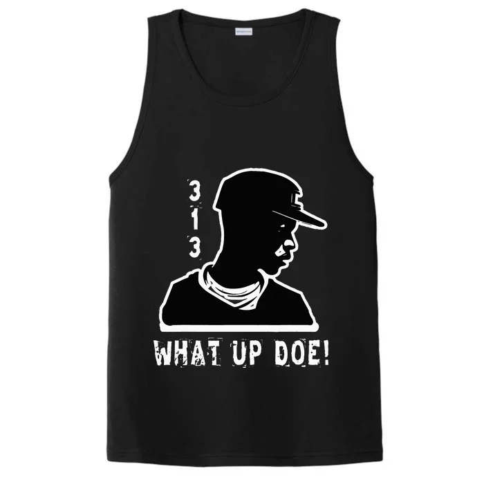 313 Detroit What Up Doe African American Man Performance Tank